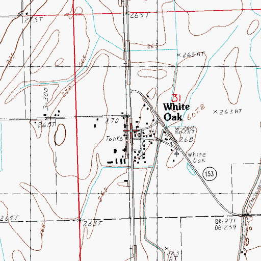 Topographic Map of White Oak, MO