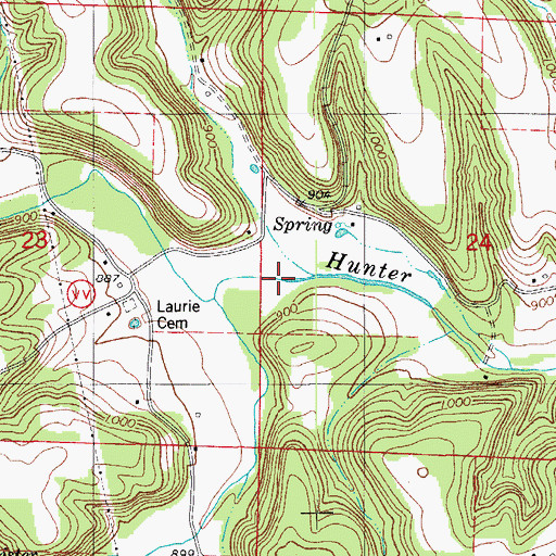 Topographic Map of Whites Creek, MO