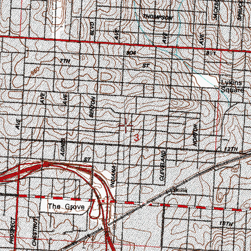 Topographic Map of Whittier Elementary School, MO