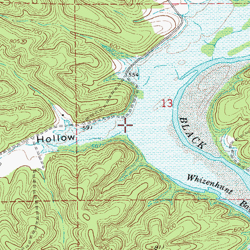 Topographic Map of Whizenhunt Hollow, MO