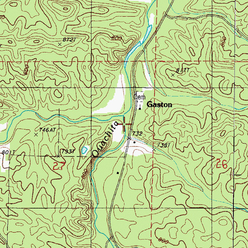 Topographic Map of North Fork South Fork Ouachita River, AR