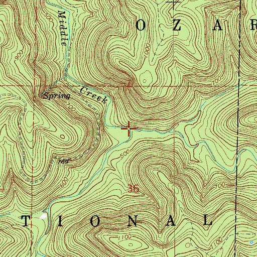 Topographic Map of North Prong Middle Creek, AR
