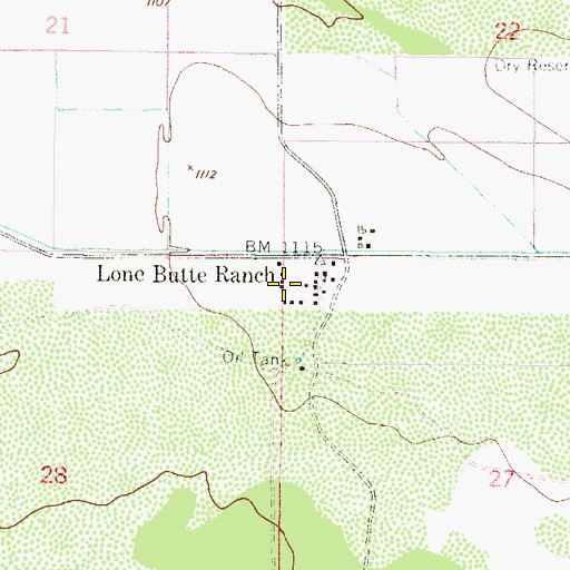 Topographic Map of Lone Butte Ranch, AZ