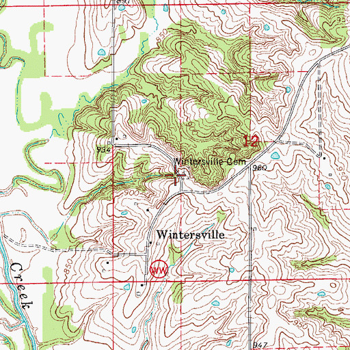 Topographic Map of Wintersville Cemetery, MO