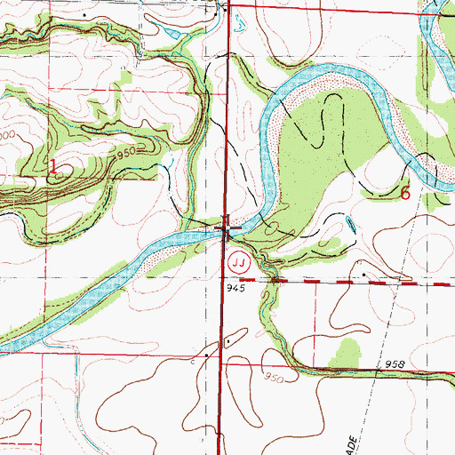 Topographic Map of Wolf Creek, MO