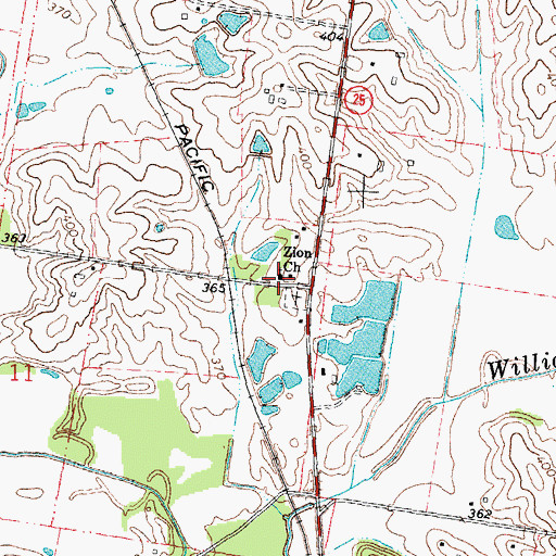 Topographic Map of Zion Church, MO