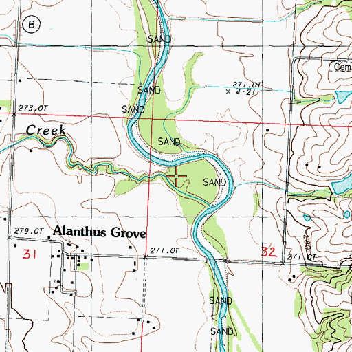 Topographic Map of Zounds Creek, MO