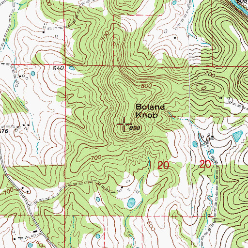 Topographic Map of Boland Knob, MO