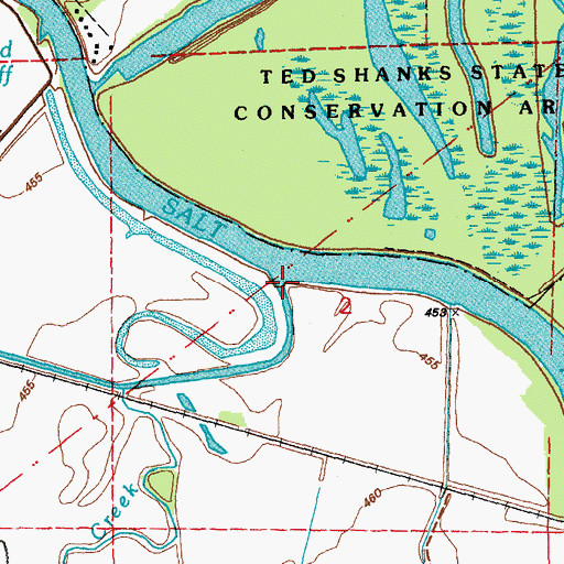 Topographic Map of Grassy Creek, MO
