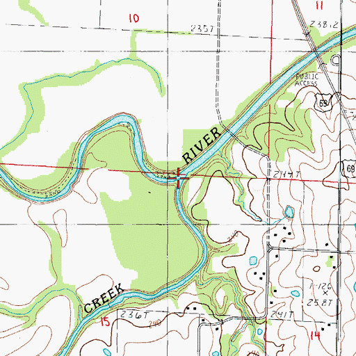 Topographic Map of Grindstone Creek, MO