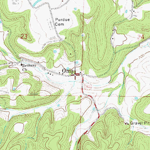Topographic Map of Onia, AR