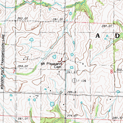 Topographic Map of Mount Pleasant Church (historical), MO