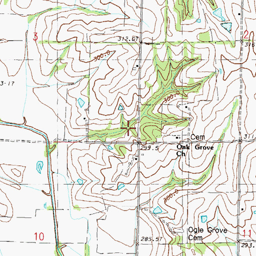 Topographic Map of Oak Grove School (historical), MO