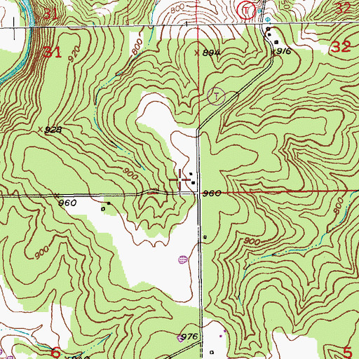 Topographic Map of Persimmon Pond School (historical), MO