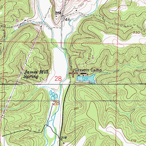 Topographic Map of Gravois Camp, MO