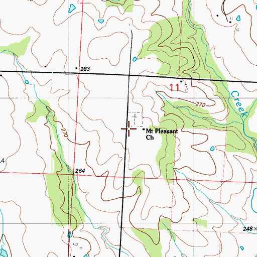 Topographic Map of Mount Pleasant Church, MO