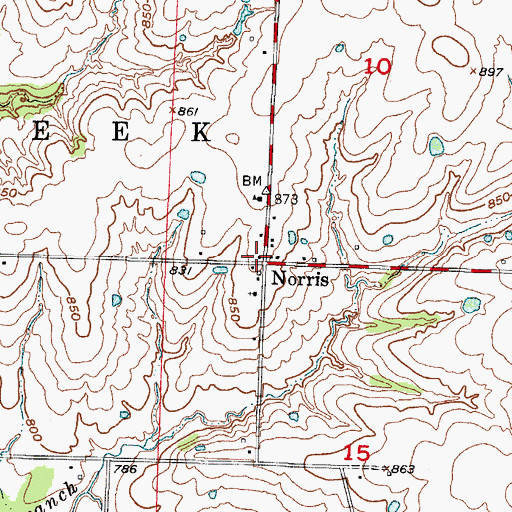 Topographic Map of Norris, MO
