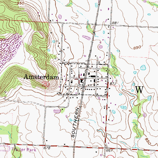 Topographic Map of Amsterdam, MO