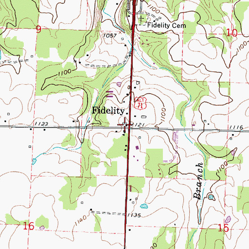 Topographic Map of Fidelity, MO