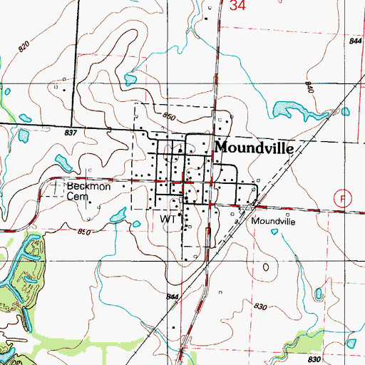 Topographic Map of Moundville, MO