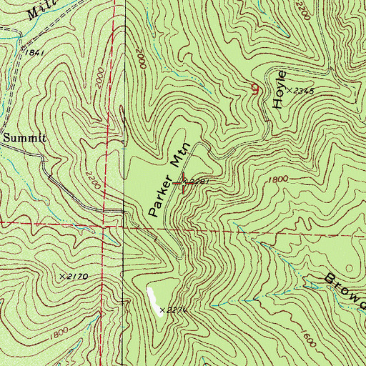 Topographic Map of Parker Mountain, AR