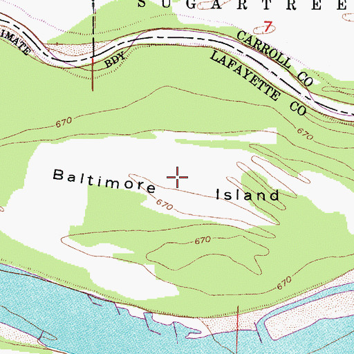 Topographic Map of Baltimore Island, MO