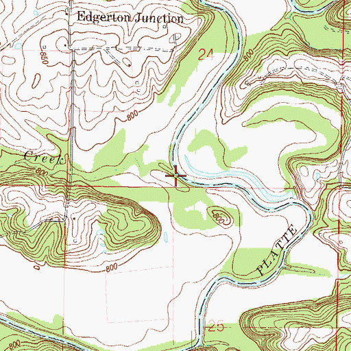 Topographic Map of Bell Creek, MO