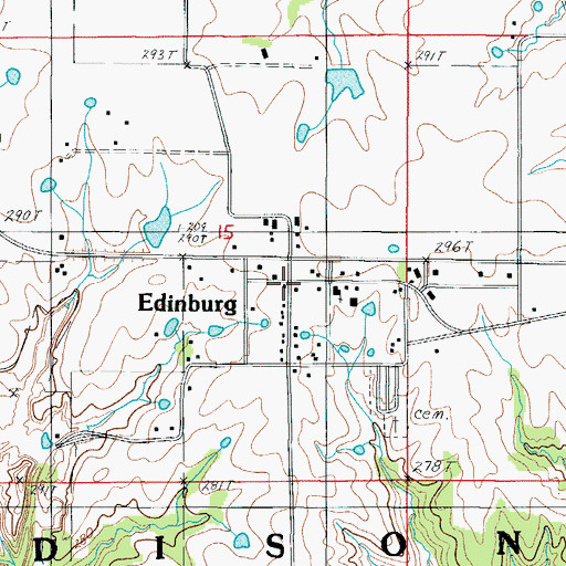 Topographic Map of Edinburg, MO