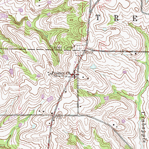Topographic Map of Frazier Church, MO