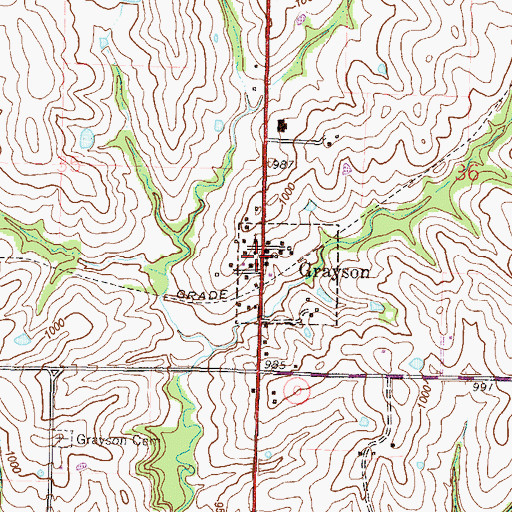 Topographic Map of Grayson, MO
