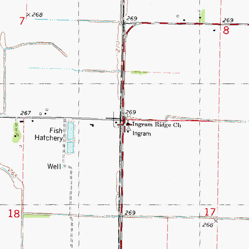Topographic Map of Ingram Ridge Church, MO