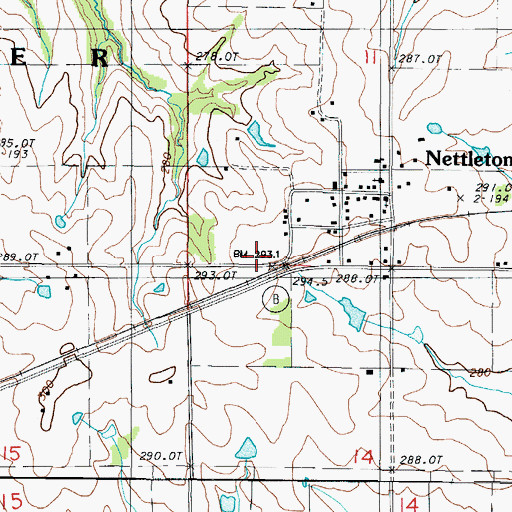 Topographic Map of Nettleton, MO