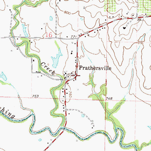 Topographic Map of Prathersville, MO