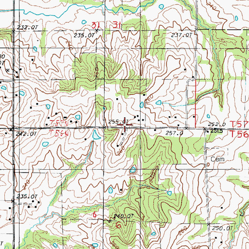 Topographic Map of Tonerville School (historical), MO