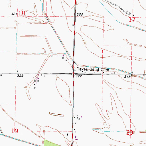 Topographic Map of Texas Bend, MO