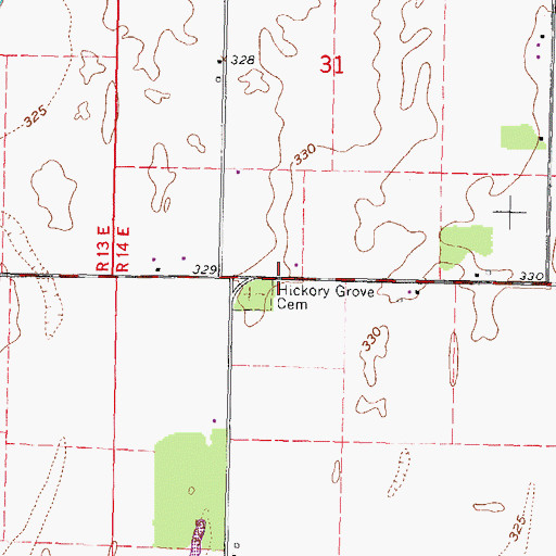 Topographic Map of Hickory Grove Church (historical), MO