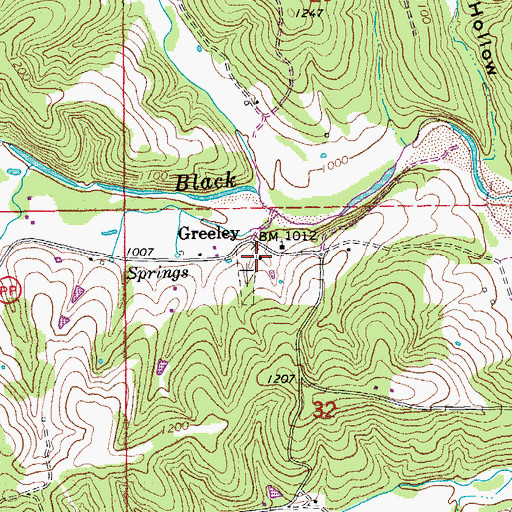 Topographic Map of Greeley School (historical), MO