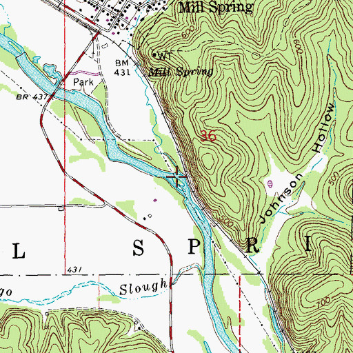 Topographic Map of Mill Spring Creek, MO