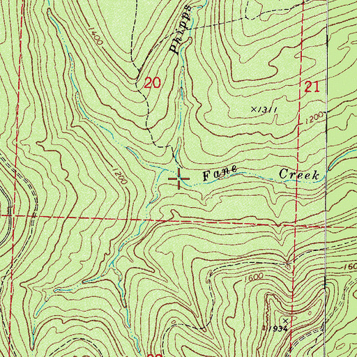 Topographic Map of Phipps Branch, AR