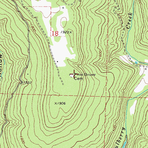 Topographic Map of Pine Grove Cemetery, AR