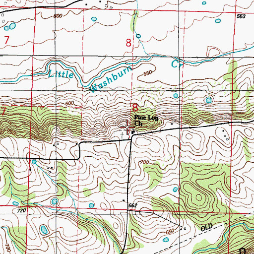 Topographic Map of Pine Log Church, AR