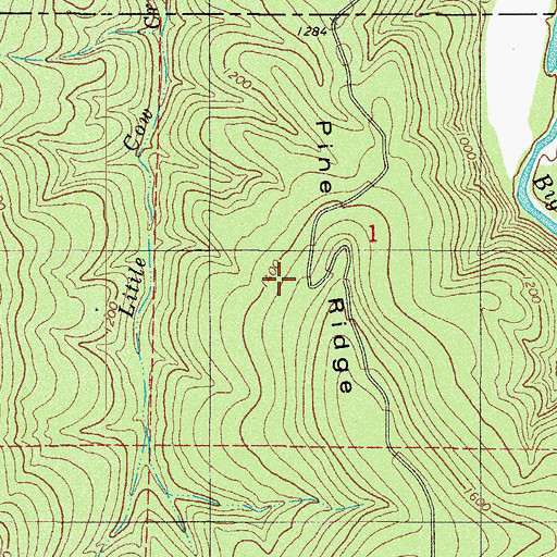 Topographic Map of Pine Ridge, AR
