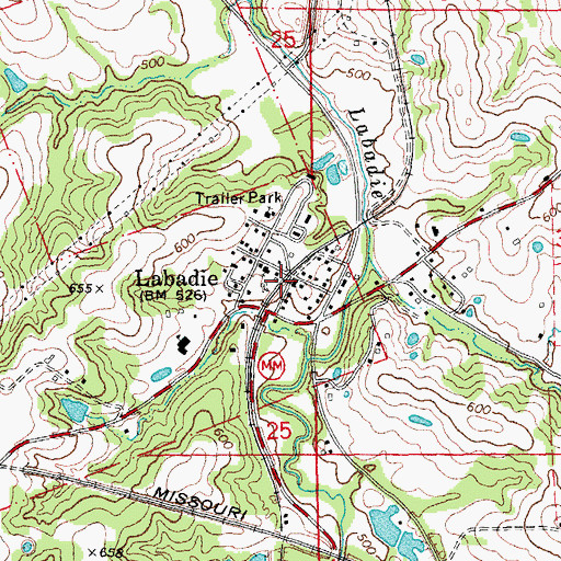 Topographic Map of Labadie, MO