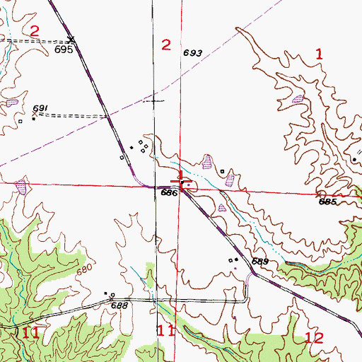 Topographic Map of Lawrence School (historical), MO