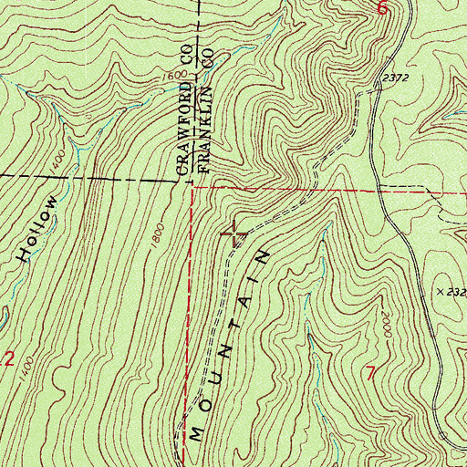 Topographic Map of Potato Knob Mountain, AR
