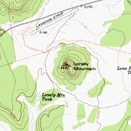 Topographic Map of Lonely Mountain, AZ