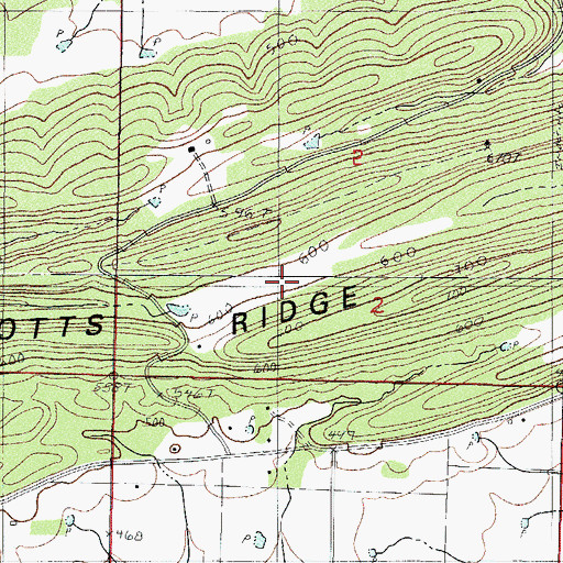 Topographic Map of Potts Ridge, AR