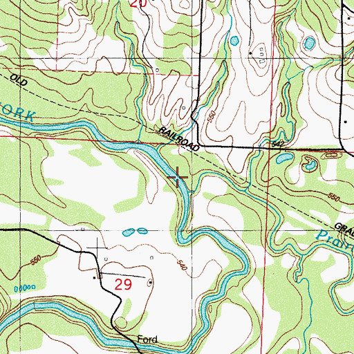 Topographic Map of Prairie Creek, AR