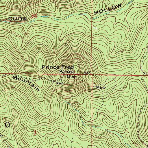 Topographic Map of Prince Fred Knob, AR