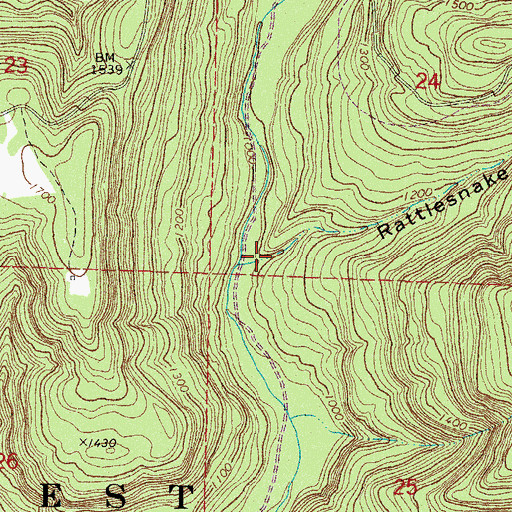 Topographic Map of Rattlesnake Hollow, AR